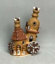 Used, Church Peru Folk Art Red Clay Pottery Clock Tower Primitive Tile Roof 3 Men for sale  Shipping to South Africa