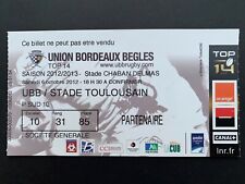 Occasion, Ticket match Rugby BORDEAUX BEGLES UBB / STADE TOULOUSAIN TOULOUSE Billet TOP 14 d'occasion  Fontaine-lès-Dijon