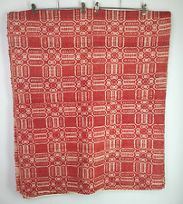 Used, Vintage Geometric Wool Weave Rug Mat Red White 170x200cm Check Heavy Thick for sale  Shipping to South Africa