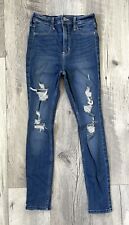 Legging jeans HOLLISTER Abercrombie Destroyed rasgada cintura ultra alta 3S W26 L26 comprar usado  Enviando para Brazil
