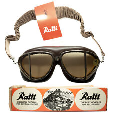 PERSOL RATTI Vintage Goggles 1930s ITALY with Box 2 Window Leather myynnissä  Leverans till Finland