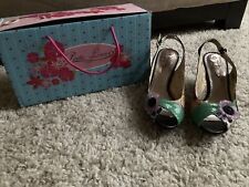 Poetic Licence Passion Fruit Pumps Floral Flower Peep Toe Slingback Heels 8 39, used for sale  Shipping to South Africa