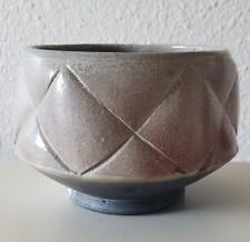 Studio Pottery Chawan Teabowl Matcha 5" Signed Raku Black Grey Quilted Textured, used for sale  Shipping to South Africa