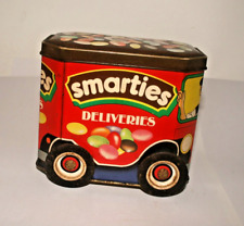 Vintage Smarties Tin Retro 80’s Smarties Deliveries Van with moving wheels empty for sale  Shipping to South Africa