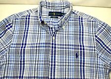 Camisa masculina Ralph Lauren S/P slim fit azul branca xadrez manga curta botão para baixo comprar usado  Enviando para Brazil