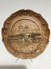 Vintage Faux Wood Plate - Mdina Malta - 9” - Carved Horse & Cart - Wall Hanging for sale  Shipping to South Africa