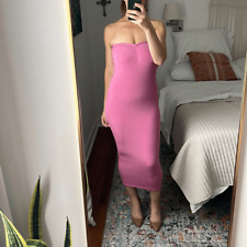 Vestido guarda-roupa feminino nu grande rosa com nervuras sem alças midi comprar usado  Enviando para Brazil