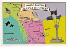 Cartão postal FAIRBANKS AK MAPA mundialmente famoso ALASKA HIGHWAY Delta/Tetlin Junction TOK comprar usado  Enviando para Brazil