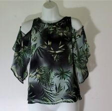 Usado, Blusa Vince Camuto Plantas de Follaje Floral Negro Verde Hombro Frío Talla XXS segunda mano  Embacar hacia Mexico