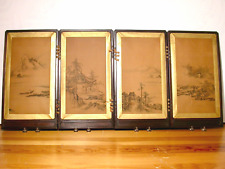 Usado, Antiga mesa japonesa Meiji 4 painéis tela impressa em colótipo com boa moldura comprar usado  Enviando para Brazil