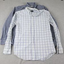Camisa masculina Gap grande slim fit botão xadrez azul manga longa lote de 2 comprar usado  Enviando para Brazil