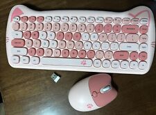 Combo de teclado y ratón Cat inalámbrico rosa ~ SIN CAJA ~ funciona muy bien segunda mano  Embacar hacia Mexico