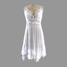 Vestido Free People para mujer talla M blanco crochet gasa algodón mini boho playa costera segunda mano  Embacar hacia Argentina