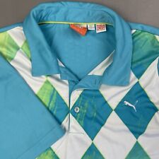 Usado, Camisa polo masculina grande manga curta desempenho golfe estampa verde azul Puma comprar usado  Enviando para Brazil