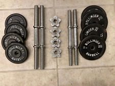 Used, Vintage BOLLINGER Barbell 32lbs Plates & WEIDER Handles Bundle Black 1" THREADED for sale  Shipping to South Africa