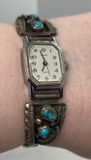 Puntas de reloj de colección con estampado turquesa de plata esterlina nativo americano con reloj Timex segunda mano  Embacar hacia Argentina