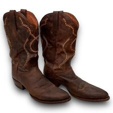 Dan Post Boots Mens Size 13 Tan Brown Western Cowboy Boots Vtg  Leather Design for sale  Shipping to South Africa