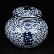 Frasco chinês antigo pintado de porcelana azul e branco duplo felicidade a344 comprar usado  Enviando para Brazil