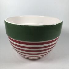 Caixa e cano 5,5” x 3,75” tigela de cerâmica listras vermelhas verdes porção de Natal  comprar usado  Enviando para Brazil