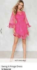 Danity Paris by Nasty Gal fuchsia Swing It Fringe Dress S for sale  Shipping to South Africa