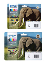 Lote de cartuchos de tinta genuinos Epson 24 y 24XL (Elefante) - ¡ENVÍO GRATUITO EN EL REINO UNIDO!, usado segunda mano  Embacar hacia Argentina