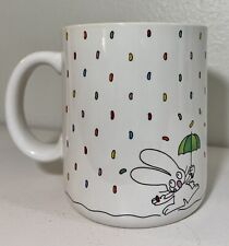  TAZA DE CAFÉ CONEJITO Hallmark Brewer 1980 Conejo con paraguas lluvia jellybeans segunda mano  Embacar hacia Argentina