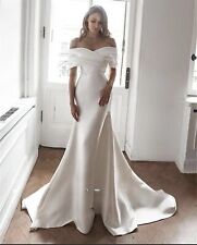 NEW Off The Shoulder Satin Mermaid Wedding Dress Size 10 for sale  Shipping to South Africa