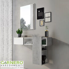 Mobile ingresso RICH Gihome ® bianco cemento sospeso moderno specchio design usato  Vottignasco