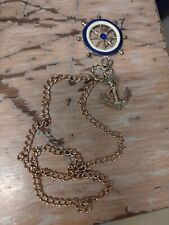 anchor and ships wheel,21 inches enamel gold chain necklace, used for sale  Shipping to South Africa