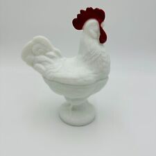 Westmoreland Rooster Milk Glass 2 Pieces Lid Candy Dish Home Decor Large  for sale  Shipping to South Africa