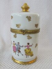Vintage Estate Lovely Limoges France 5" Lidded Hinged Jar Porcelain Dancers for sale  Shipping to South Africa