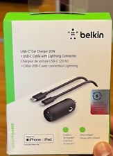 Carregador de carro Belkin USB-C 20W fornecimento de energia carga rápida COM CABO IPHONE, usado comprar usado  Enviando para Brazil