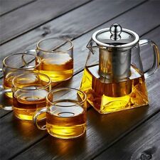 UK Heat Resistant Clear Glass Teapot Jug With Infuser Coffee Tea Leaf Herbal Pot for sale  UK
