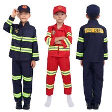 Kids Boys Girls Firefighter Costume Fancy Dress Up Cosplay Party Outfit,Uniforms, used for sale  Shipping to South Africa