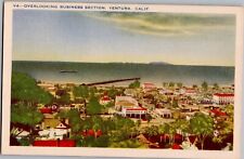 Cartão postal de linho c 1930 Ventura, Califórnia com vista para a seção comercial comprar usado  Enviando para Brazil