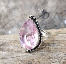 Lindo anel de quartzo rosa prata esterlina 925 feito à mão joias todos os tamanhos MO376 comprar usado  Enviando para Brazil