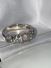 Sterling Silver Opal & Clear Stone  Eternity Ring  Size N for sale  BIRMINGHAM