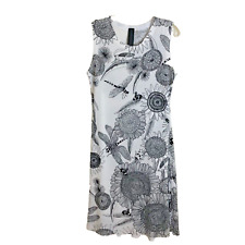 Norma Kamali Dress Women's Size Small Odonata Bug Print Black White Fit & Flare, used for sale  Shipping to South Africa