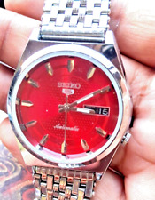 Relógio de pulso masculino Seiko 5 automático mostrador vermelho feito no Japão dia e data boa aparência comprar usado  Enviando para Brazil