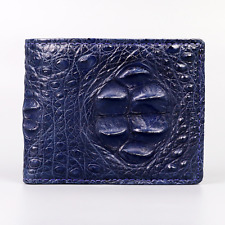Used, Dark Blue Handmade Genuine Alligator/Crocodile Leather Men's Bifold Wallet for sale  Shipping to South Africa