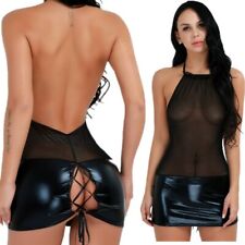 Sexy Para mujeres Malla Patente Cuero Mini Vestido Elegante Prendas para club nocturno Babydoll Fiesta Regalo, usado segunda mano  Embacar hacia Argentina