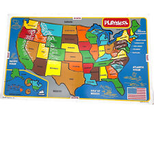 Vintage Playskool Wooden Puzzle United States Map 1985 USA Capitals Wood 19x11.5 for sale  Parker