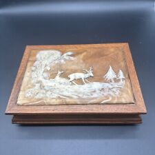 Vintage Dante’ Carpenter’s Bench Royal Oak Jewellery Box Incolay Stone Deer Sce  comprar usado  Enviando para Brazil