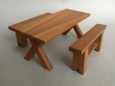 Used, VINTAGE SOLID WOODEN DOLLS PICNIC TABLE & 2 BENCHES bench teddy bear miniature for sale  Shipping to South Africa