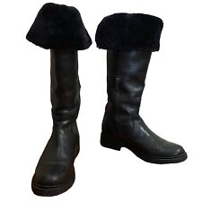 Botas femininas Frye Veronica shearling altura do joelho couro preto tamanho 8M, usado comprar usado  Enviando para Brazil
