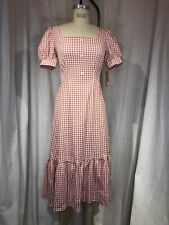 Vintage 1970s White & Peach Gingham Prairie Dress for sale  Shipping to South Africa