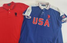 Lote de 2 Camisas Polo Masculinas ASSN dos EUA XL Vermelho Slim Fit Azul EUA Soletrar P/S, usado comprar usado  Enviando para Brazil