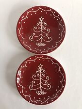 Plato de postre de árbol de Navidad rizado vintage rojo blanco de 6" conjunto de 2 segunda mano  Embacar hacia Argentina