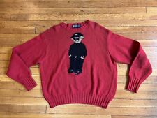 VINTAGE Polo Ralph Lauren Sweater Men’s Extra Large Red Cool Bear Hand Knit for sale  Shipping to South Africa