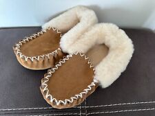 Moccasins 100% Australian Sheepskin Slippers UGGs (NEW) Chestnut - Mother's Day, used for sale  Shipping to South Africa
